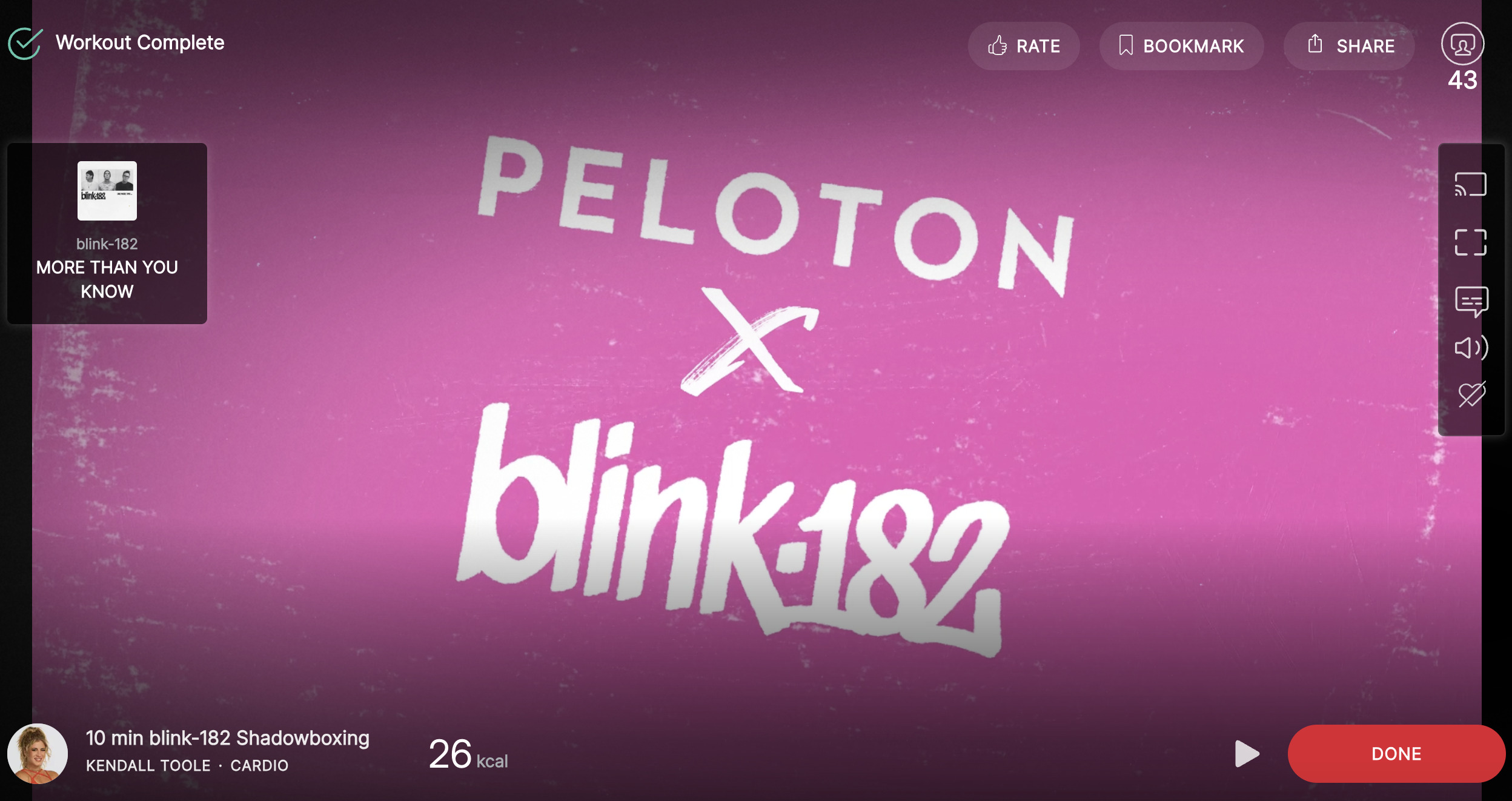 blink-182 Shadowboxing class intro/outro screen.