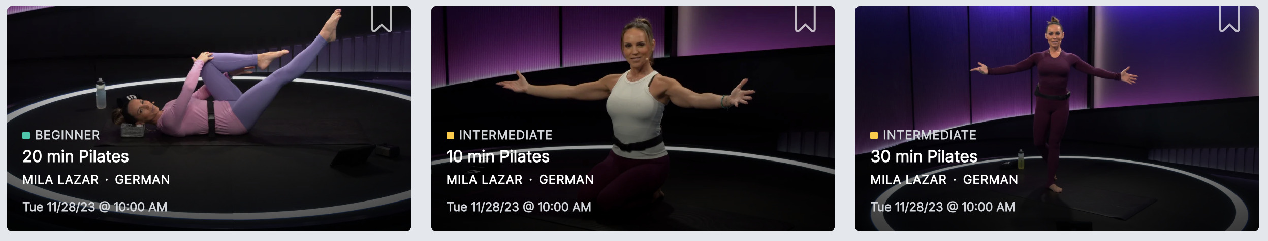Mila Lazar's 3 new pilates classes.