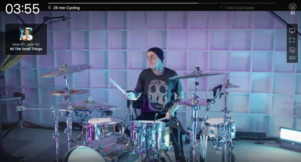 Full screen pre-recorded clip of Travis drumming.