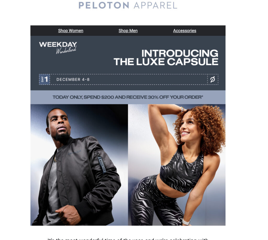 Peloton Apparel Holiday Sale image.