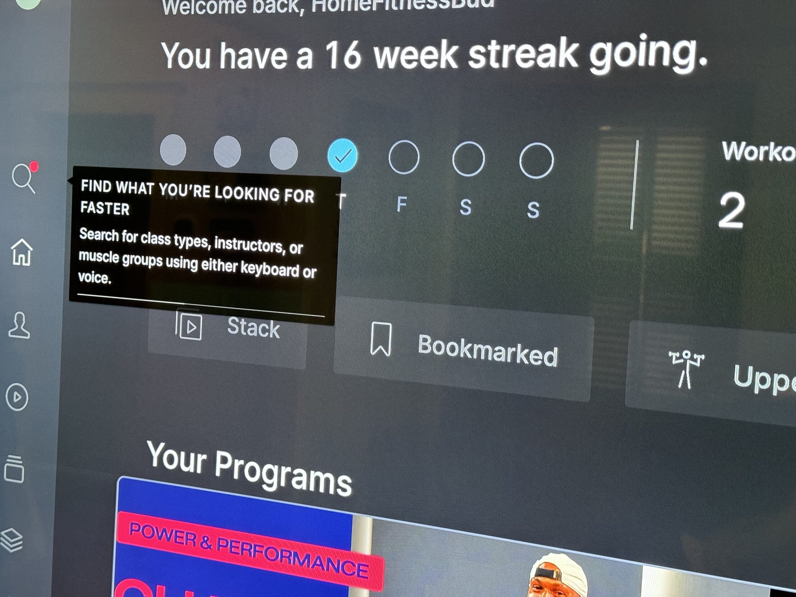 Search bar added to Peloton Guide.