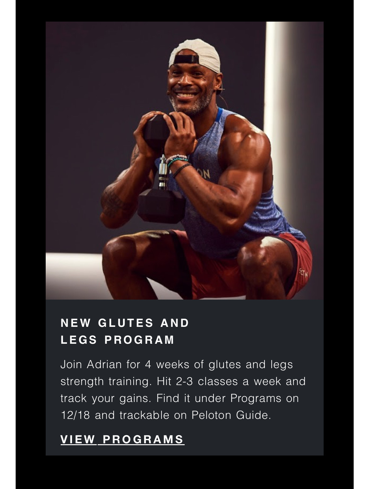 Peloton's "December Workouts to Watch" email.