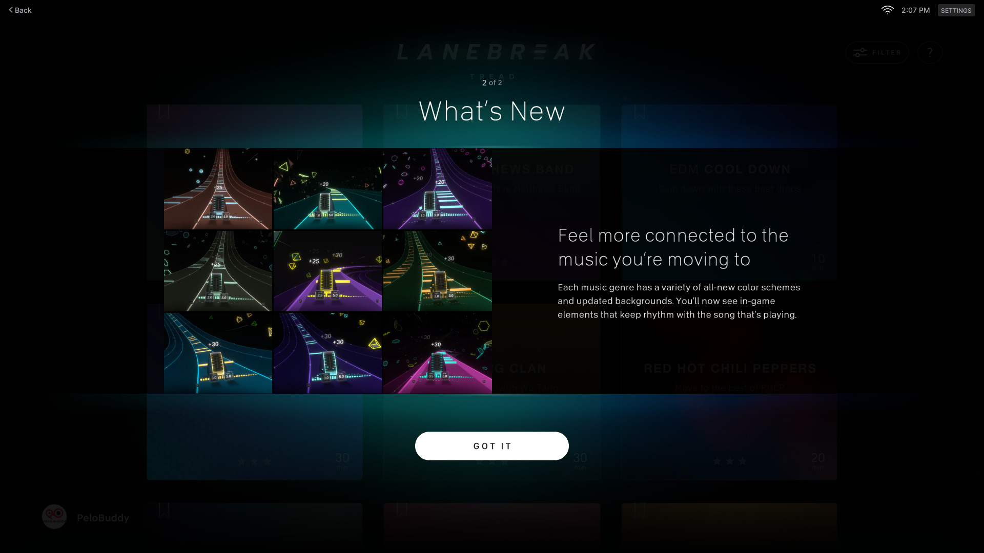 Lanebreak pop-up about new colors in classes.