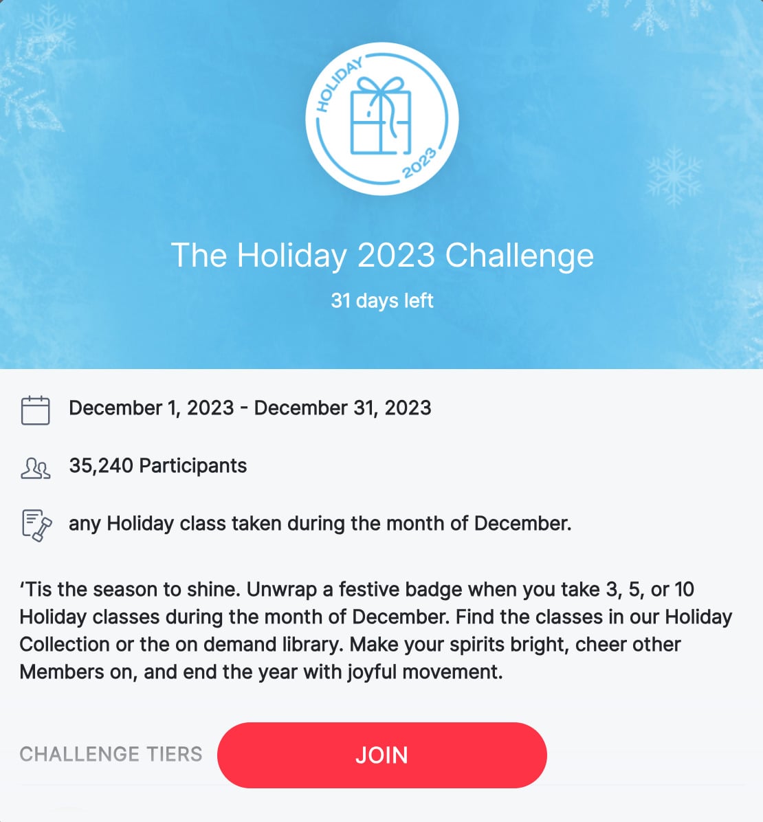 The Holiday 2023 Challenge