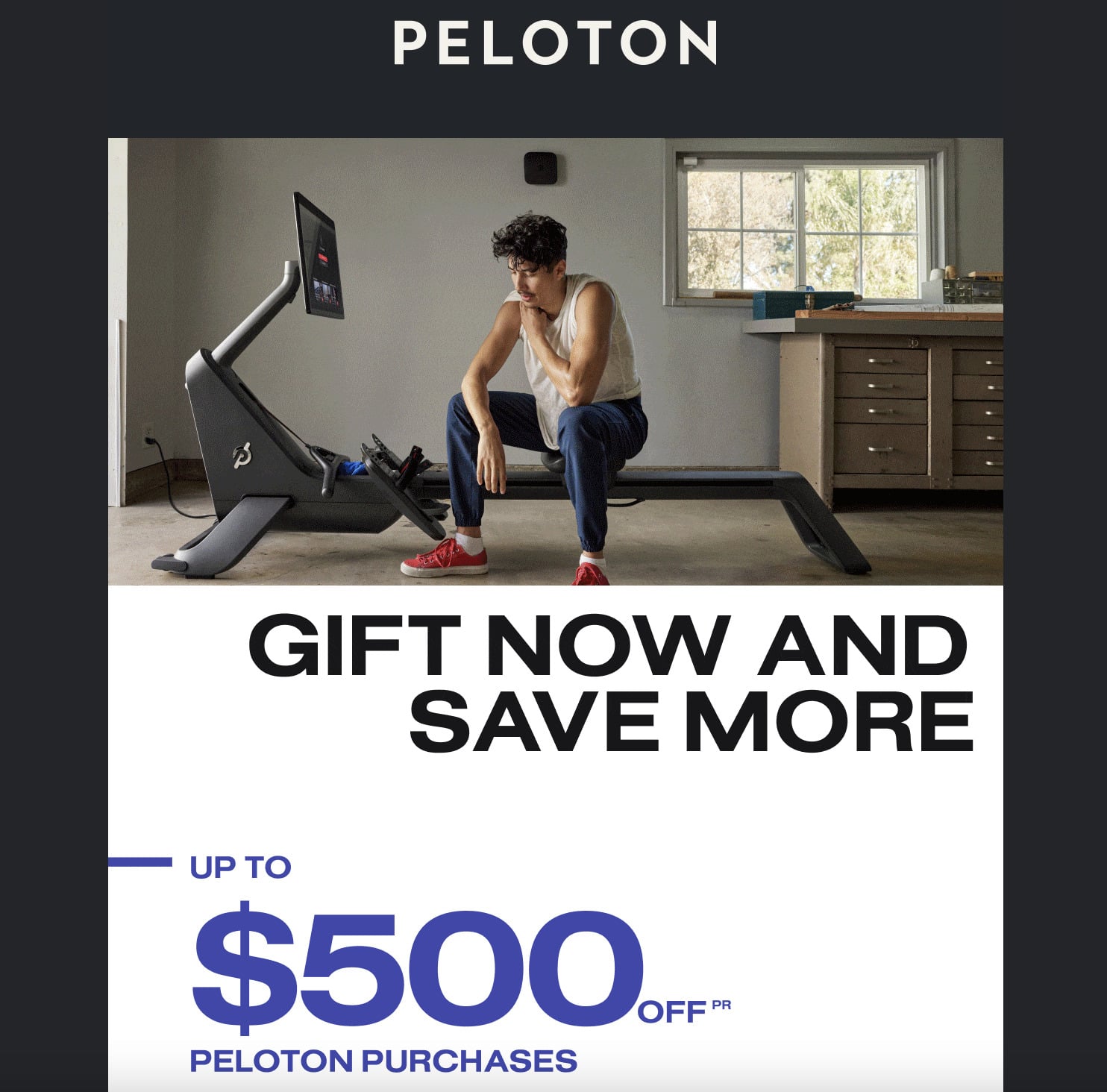 Peloton email to customers about 2023 holiday deals.