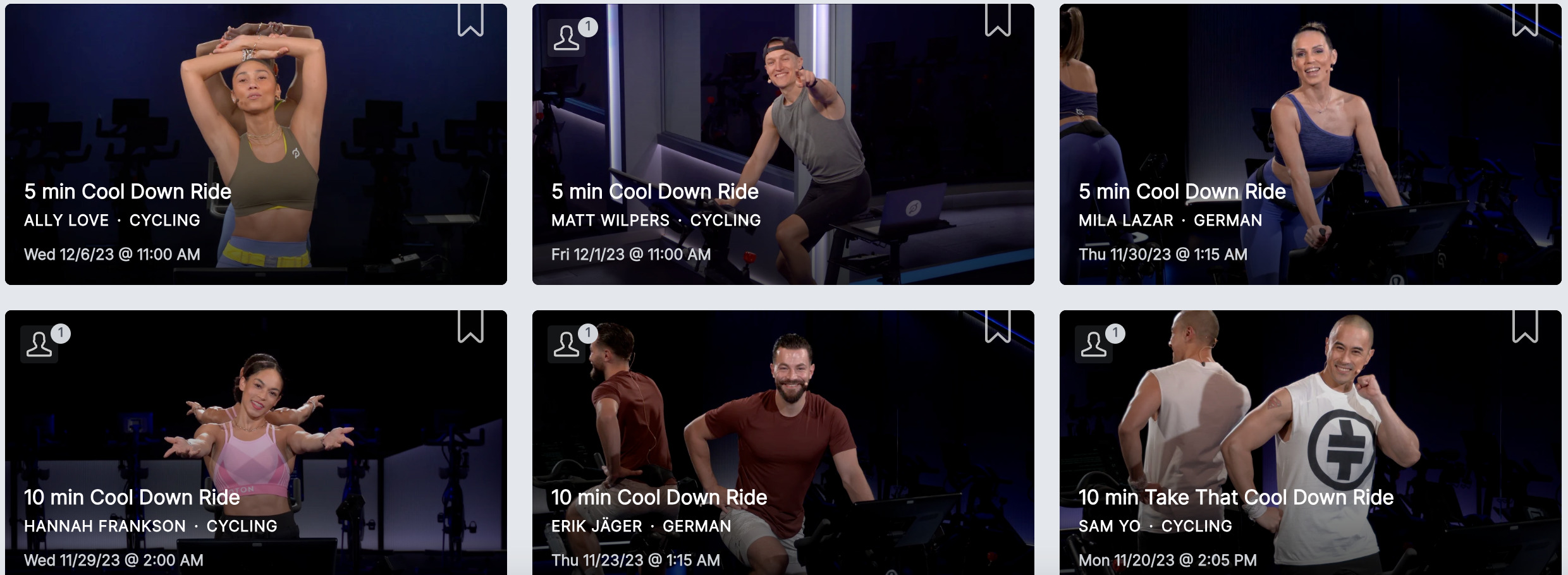 Cool down filter applied in Peloton cycling library.