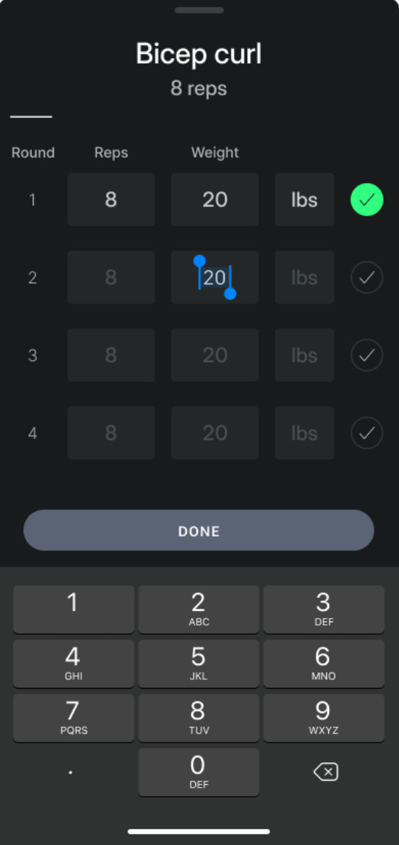 Editing weight selection within a specific movement set in Peloton Gym. Image credit Peloton support page.