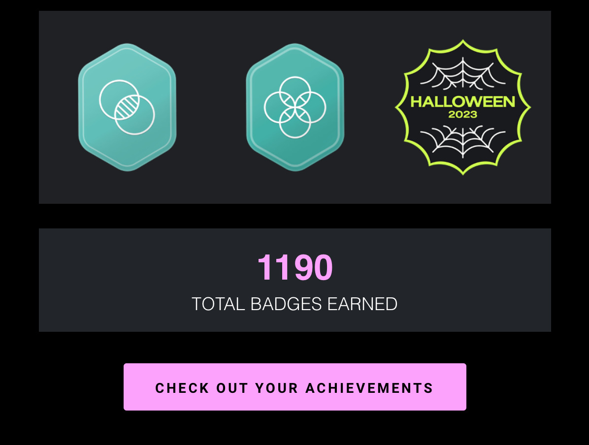 Badges section of 2023 year in review email.