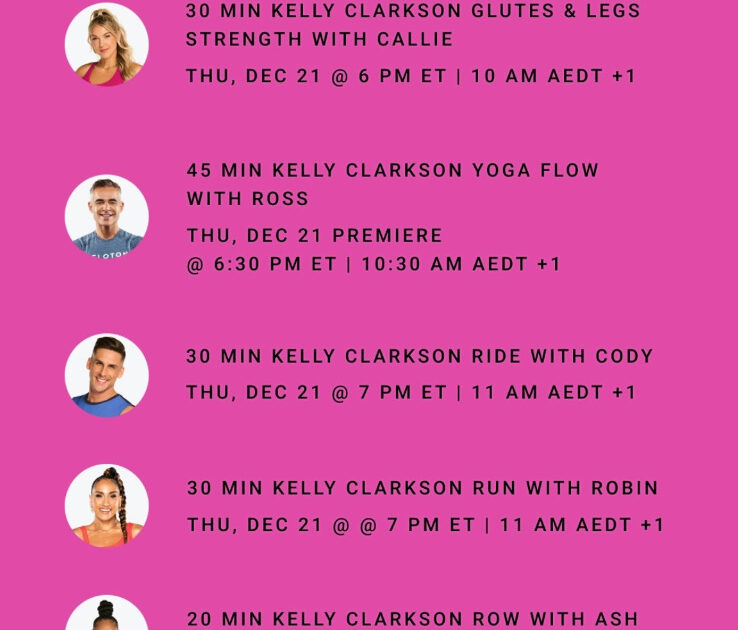 Peloton Kelly Clarkson classes. Image credit Peloton social media.