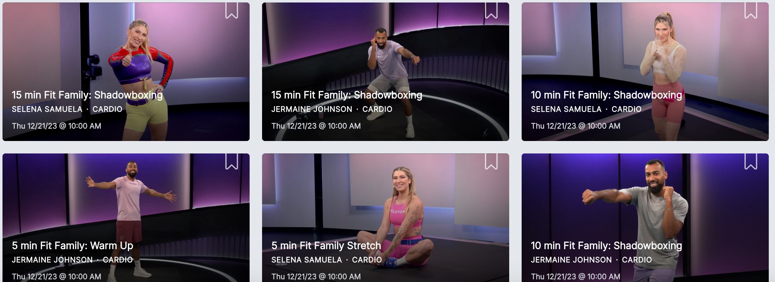 Fit Family Shadowboxing classes released on December 21, 2023.