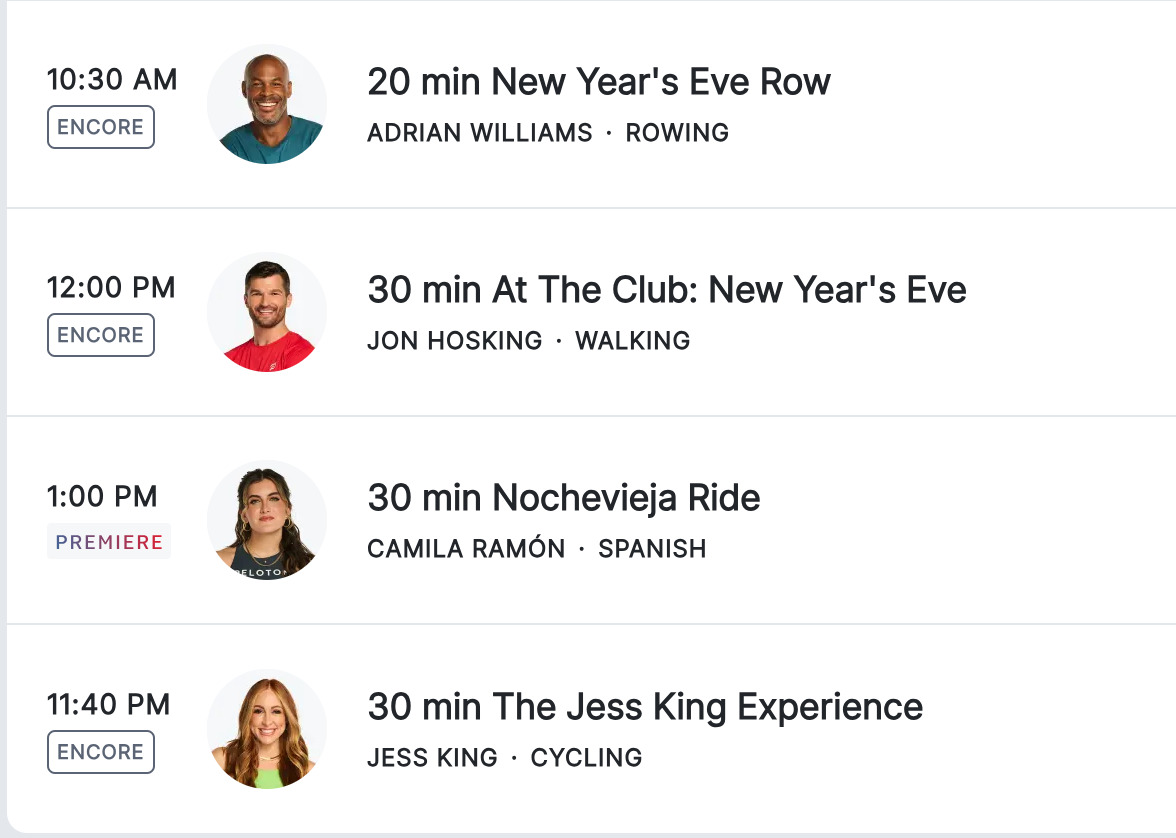 New Year's Eve classes on upcoming schedule.