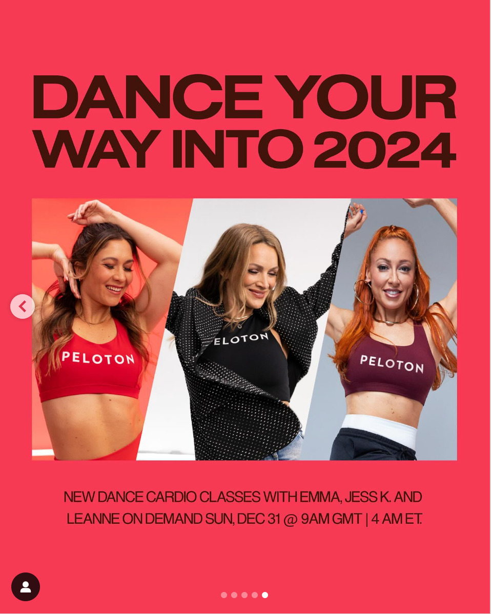 Peloton's "This Week at Peloton" Instagram Post. Image credit Peloton social media.