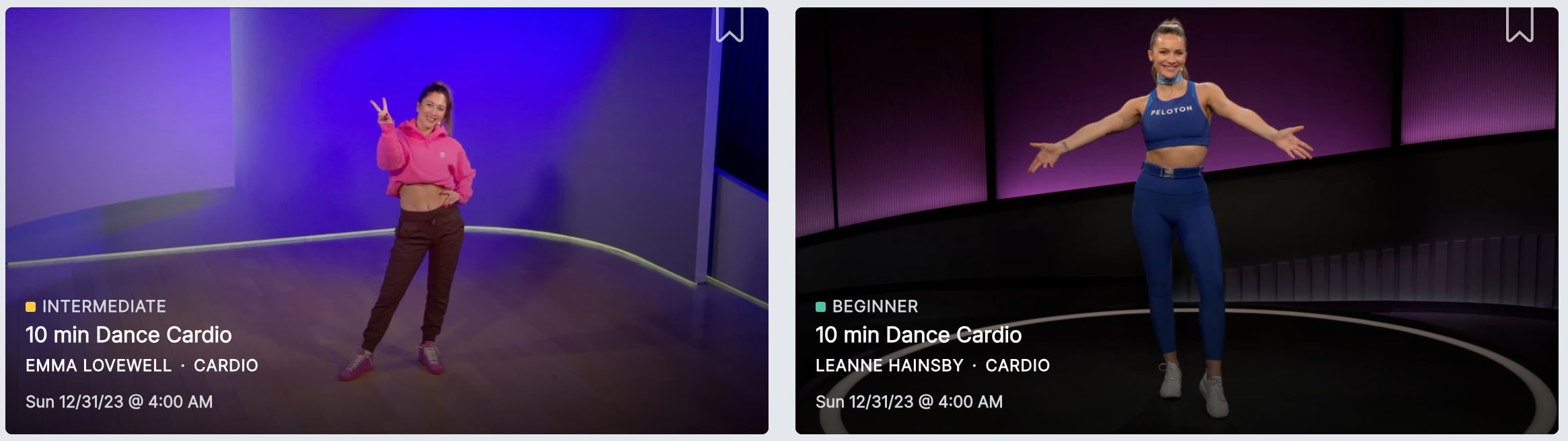 Dance Cardio classes released on December 31, 2023.