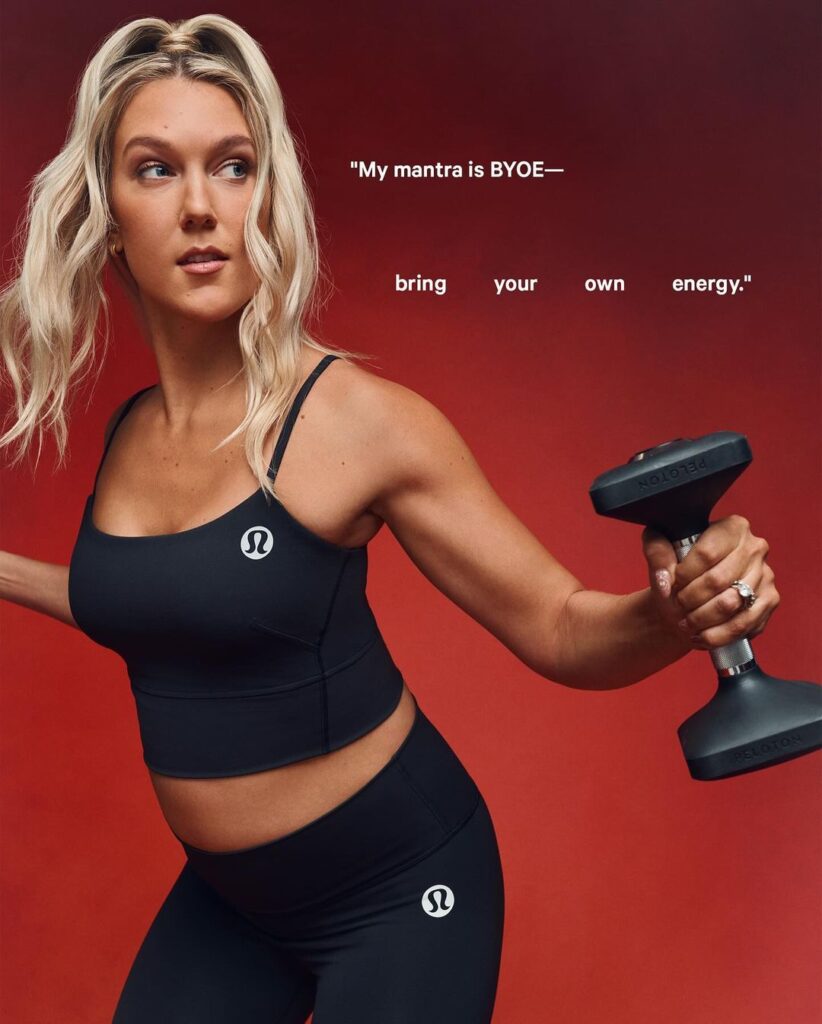 Peloton instructor Callie Gullickson is now a lululemon ambassador.  Image credit @CallieGullickson instagram.