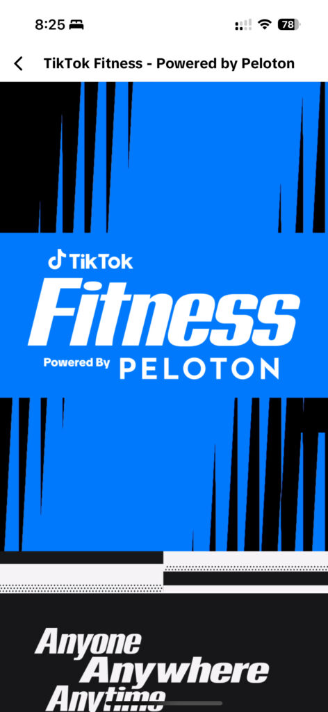 New Peloton x TikTok fitness hub in the TikTok app.