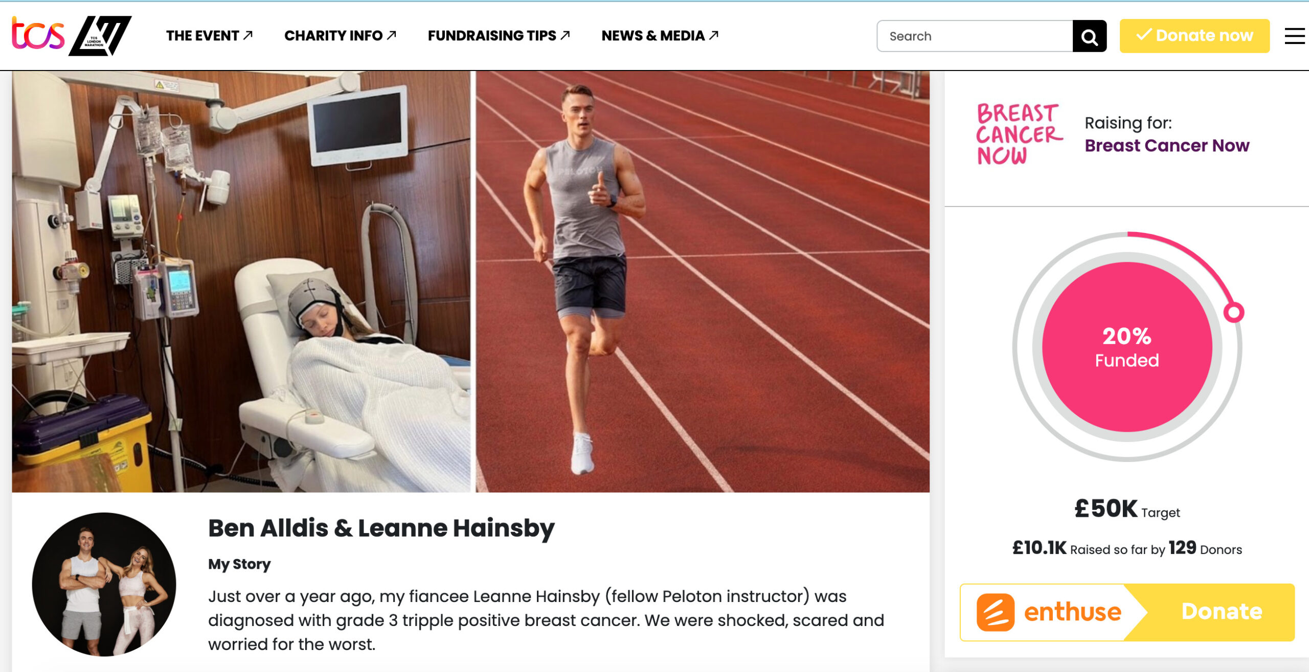 Ben & Leanne's fundraising page.