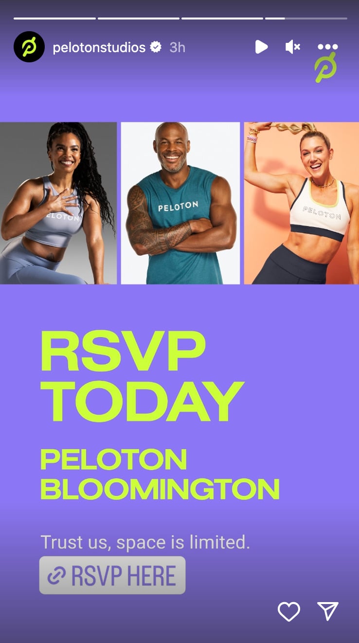 @PelotonStudios Instagram Story announcing Mocktail Meetup event.