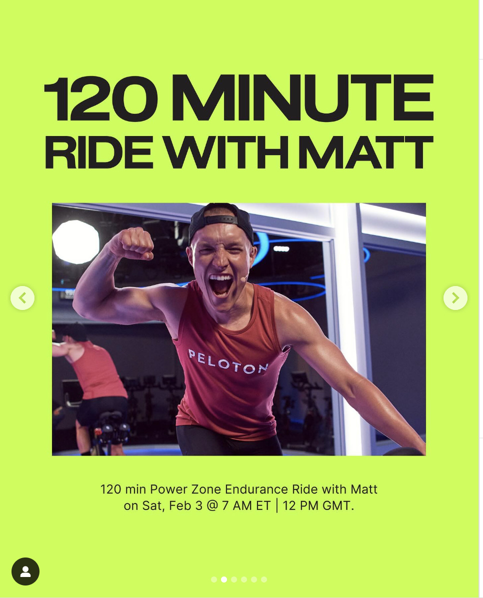 "This Week at Peloton" Instagram post. Image credit Peloton social media.