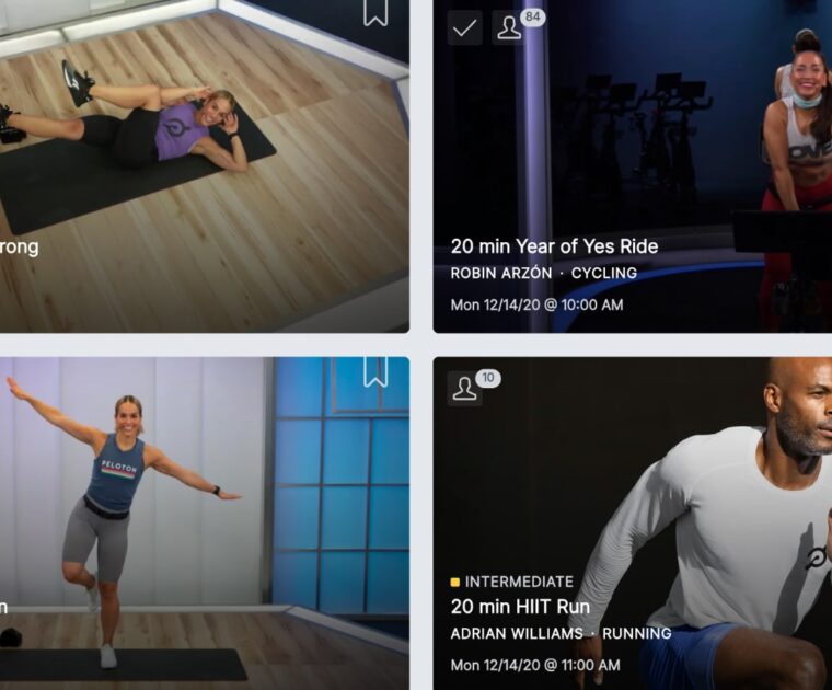 Some of the Peloton classes remaining after the class purge on February 23, 2024.