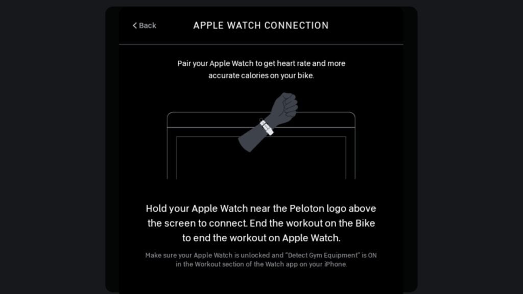 Apple GymKit feature on the Peloton Bike+