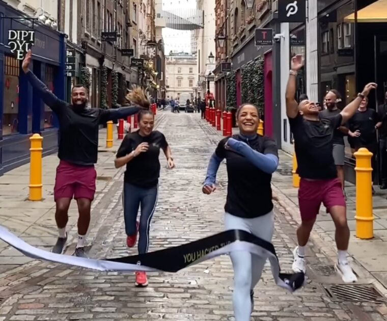 Peloton instructors at the Hack the Commute kickoff event and outdoor run.