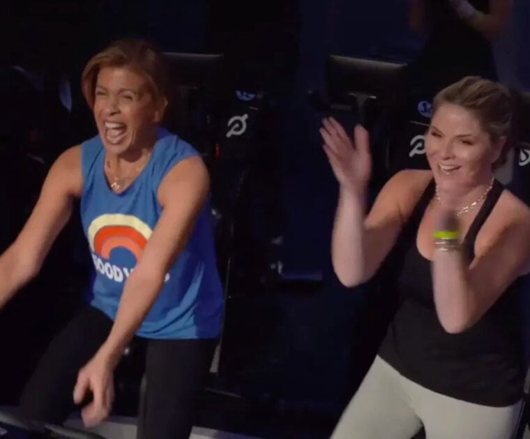 Hoda & Jenna during Ally's ride. Image from the Peloton class.