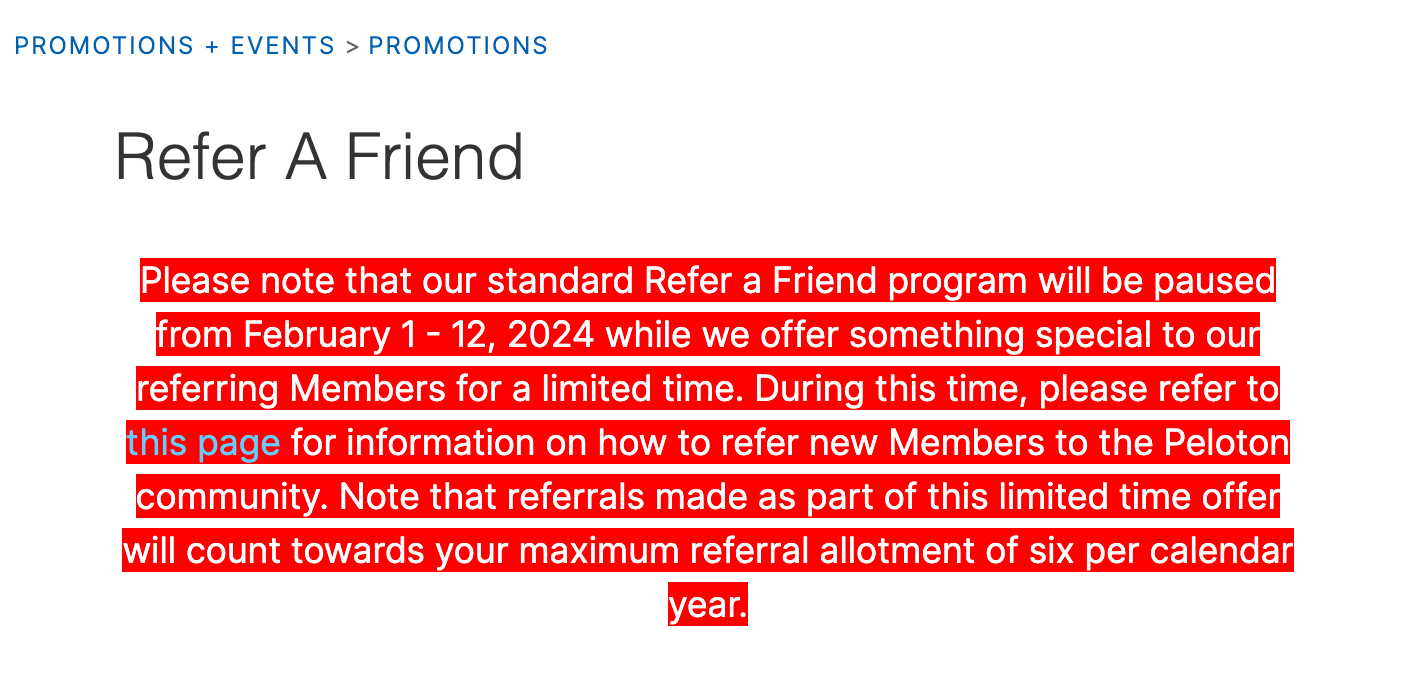Peloton Referrals Support Page