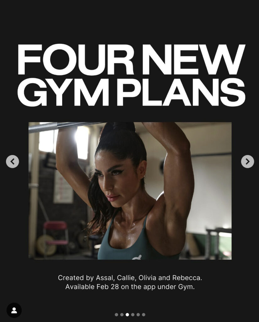 Peloton’s “This Week at Peloton” Instagram post highlighting new Gym plans. Image credit Peloton social media.