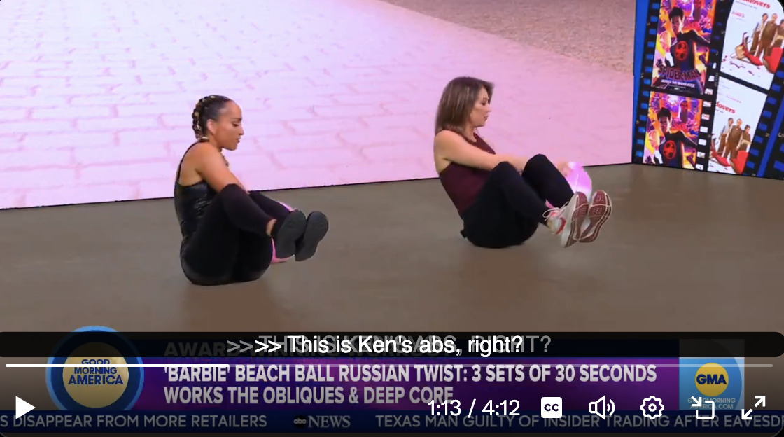 “Road to the Oscars – Award Winning Workout" segment on Good Morning America - Barbie.