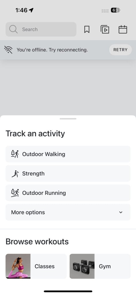 Ability to start Just Work Out even without internet connection.