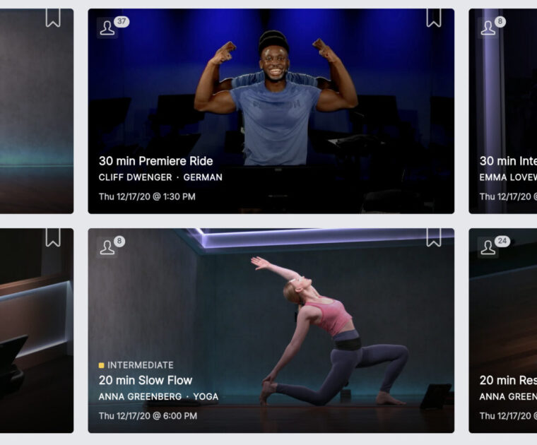 Some of the Peloton classes saved in the class purge on March 15, 2020.
