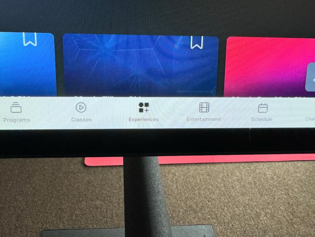 Reordered navigational menu on Peloton Bike
