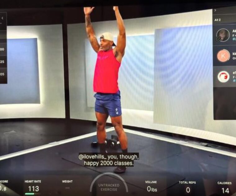 A strength class with the Peloton Guide user interface seen on the Peloton Bike.