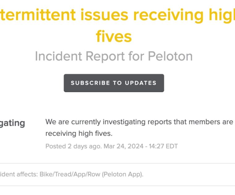 Peloton incident report regarding high fives.