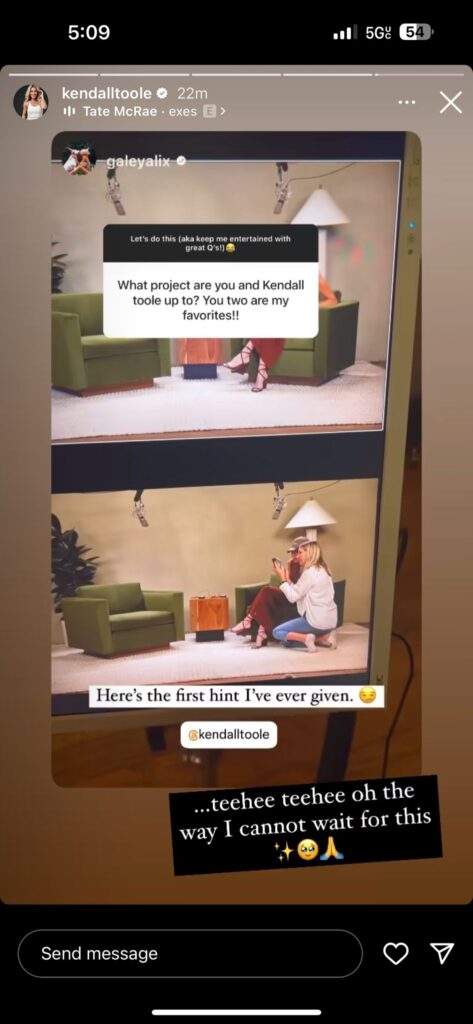 Kendall's recent Instagram Story teasing new projects.