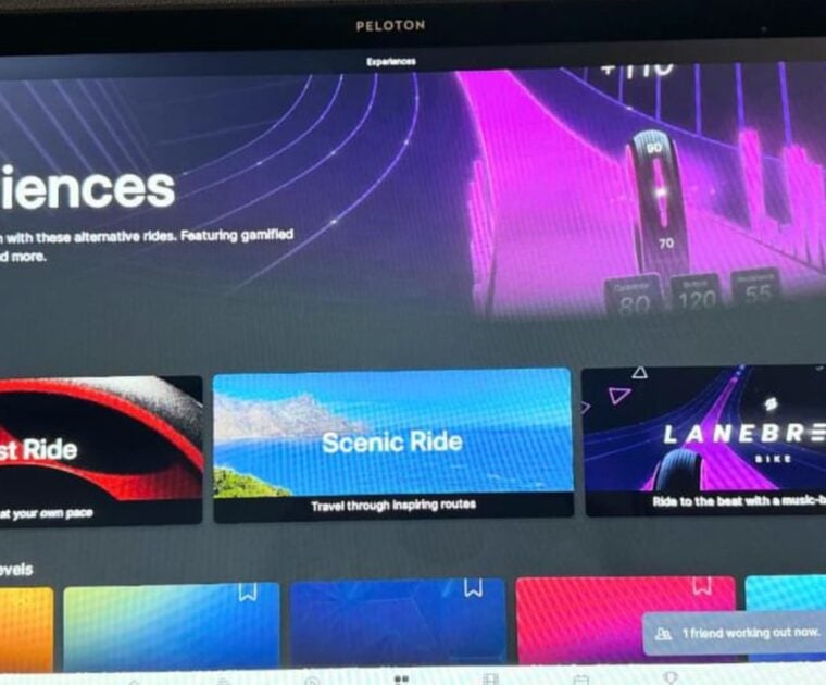 New Peloton Experiences tab on Bike