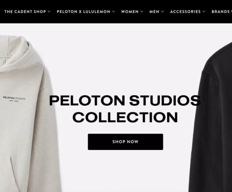 Peloton Apparel landing page for studio collection.