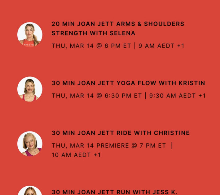 Peloton Joan Jett classes. Image credit Peloton social media.