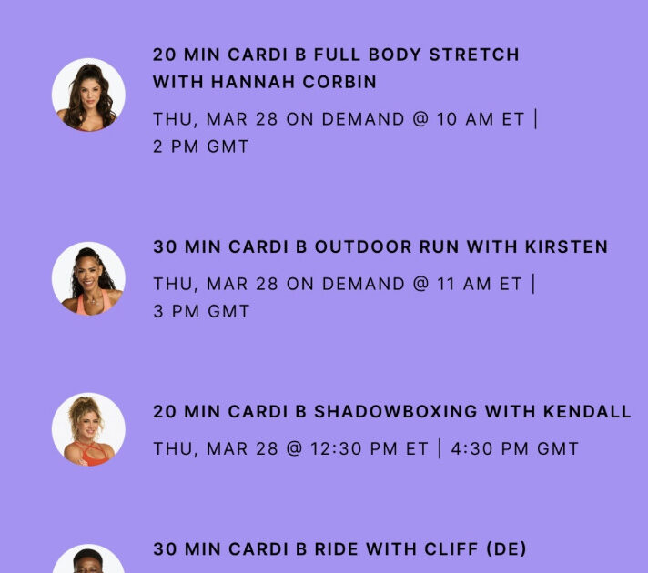 Peloton Cardi B Classes. Image credit Peloton social media.