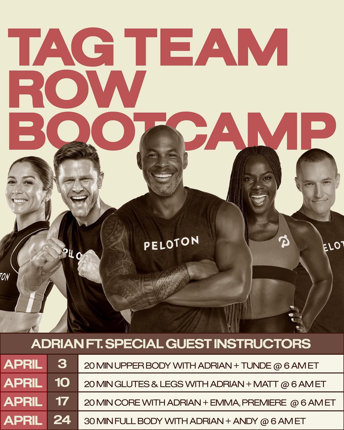 Peloton Studios Instagram post announcing new Row Bootcamp series