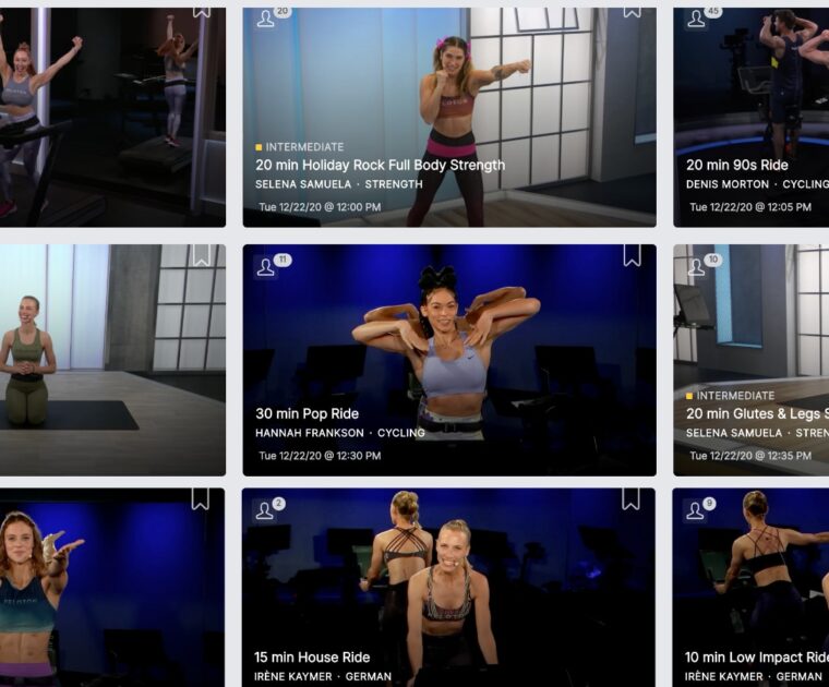 Peloton classes from December 22, 2020.