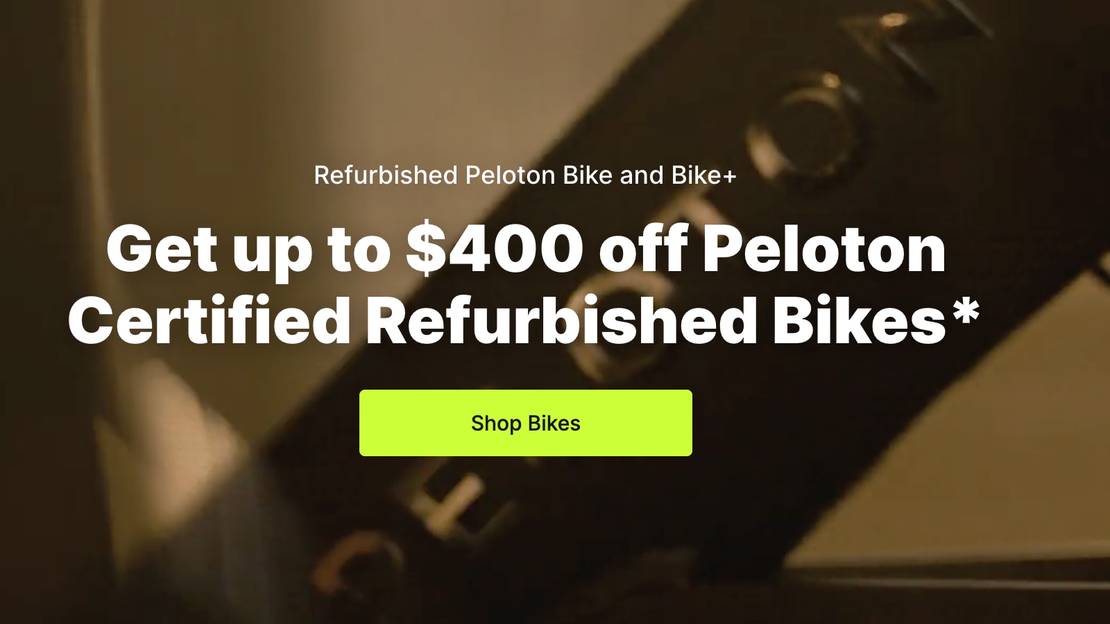 Refurbished Bike promotion displayed on Peloton homepage