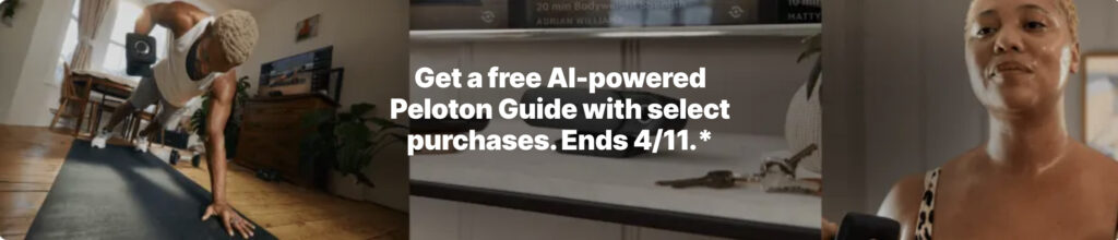 Peloton Deals page advertising free Guide offer