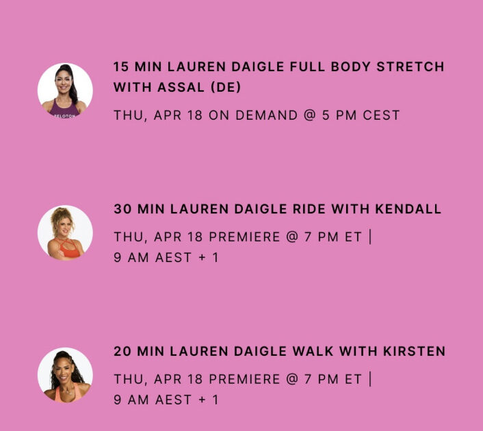 Peloton's Lauren Daigle classes. Image credit Peloton social media.