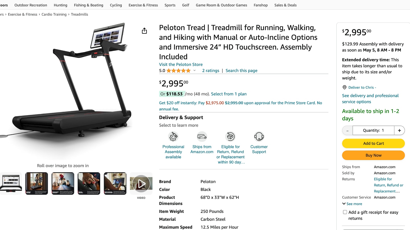 The Peloton Tread on Amazon in the US.