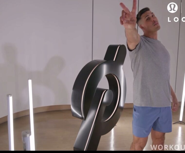 The new "Look Cam" as seen on the Peloton app before a class showing lululemon apparel.