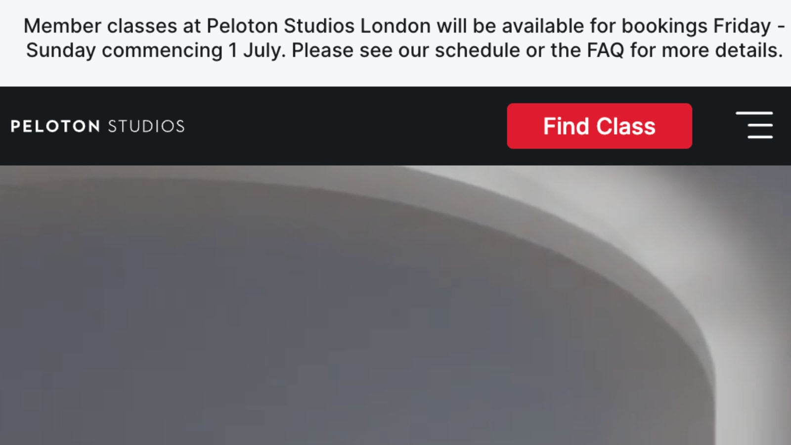 Message posted on Peloton Studios London website.