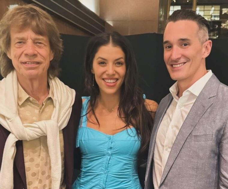 Mick Jagger, Hannah Corbin, and John Ferry.