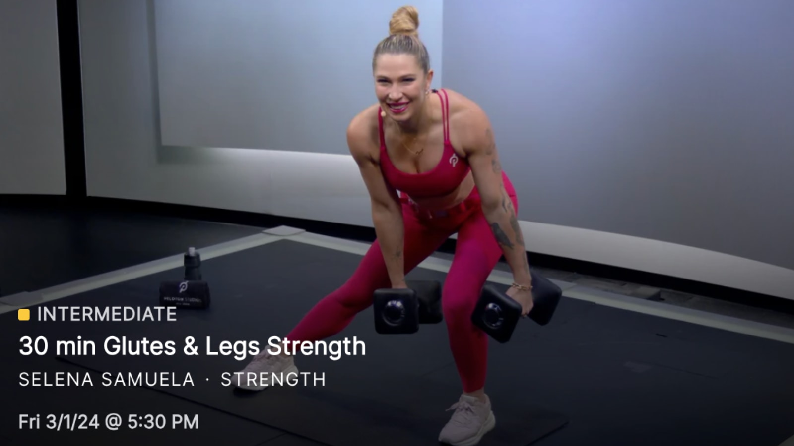 The first class in Selena Samuela's new unofficial Power 4 program on Peloton.