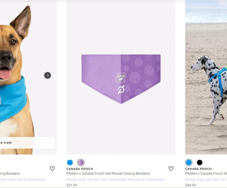 Peloton x Canada Pooch apparel items